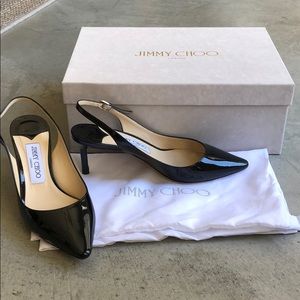 Jimmy Choo ERIN 60 Patent Black slingback heel